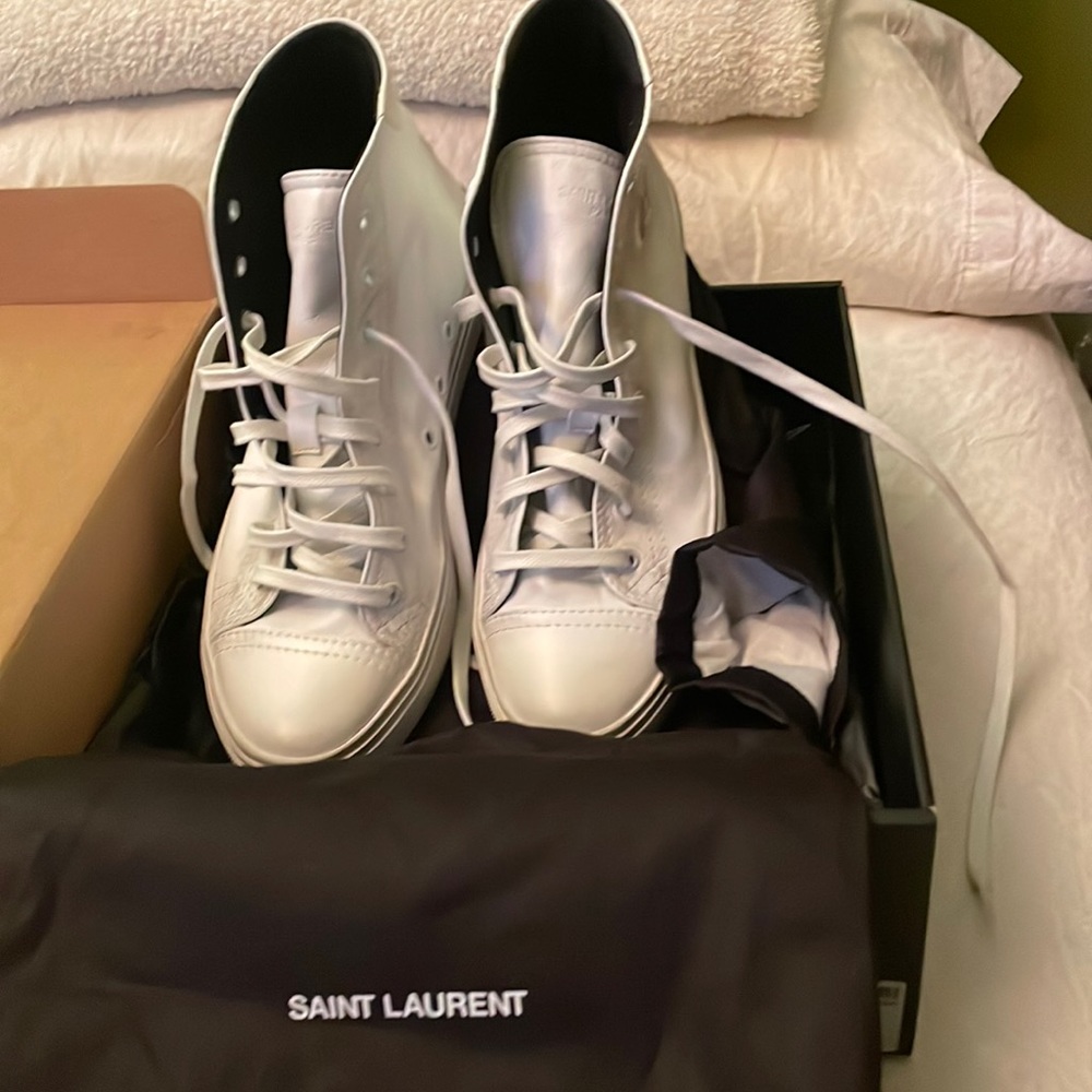 Saint Laurent ladies high top Bedford white sneaker , brand new